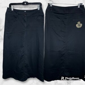 Ghisa Midi Skirt Cotton Black Cotton Lined  Denim Women's Size 38